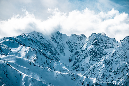 View of snowed Japanese Mountain , Hakuba Japan