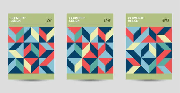 Vector illustration of Set of colors mosaic minimalism geometric design banners brochure template backgrounds collection for book cover posters flyers invitation