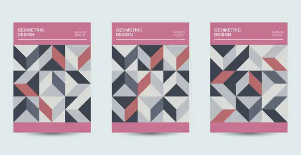 Vector illustration of Set of mosaic checked minimalism geometric design banners brochure template backgrounds collection for book cover posters flyers invitation