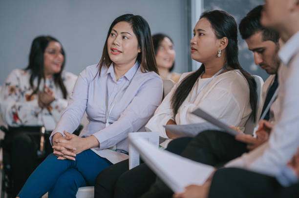 istock Asian seminar conference participants attending business conference discussion 1480316780