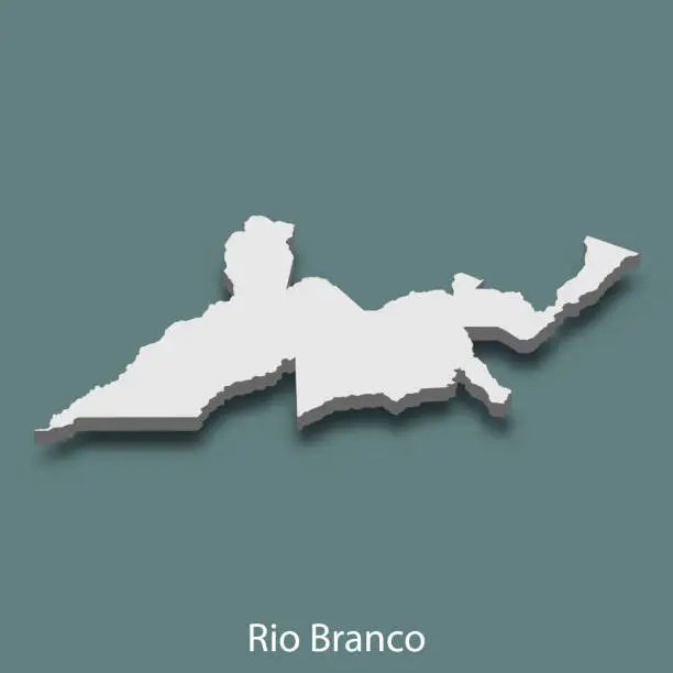 Vector illustration of 3d isometric map of Rio Branco is a city of Brazil
