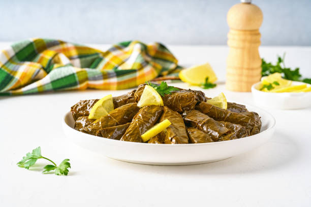 istock Stuffed grape leaves . Traditional caucasian, mediterranean and middle eastern cuisine 1480319499
