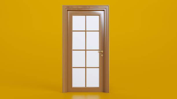 istock wooden closed door isolated on colored background 1480320158