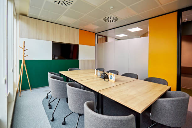 istock Meeting room with multicolored decor 1480323236