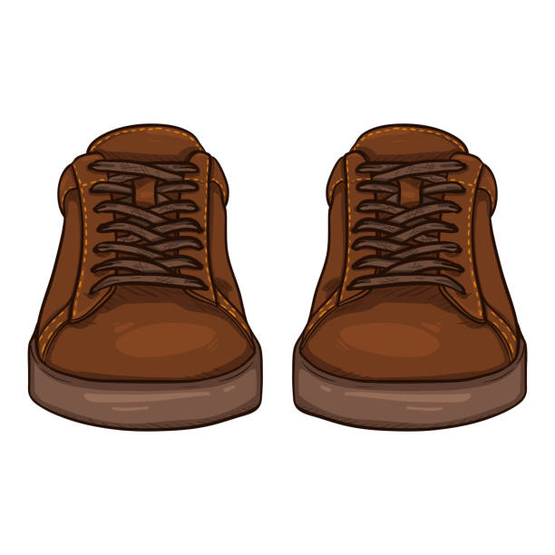 Vector Cartoon Brown Sneakers Smart Casual Shoes Illustration