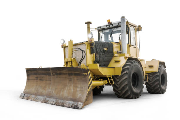 istock Yellow heavy wheeled tractor isolated on white background 1480326809