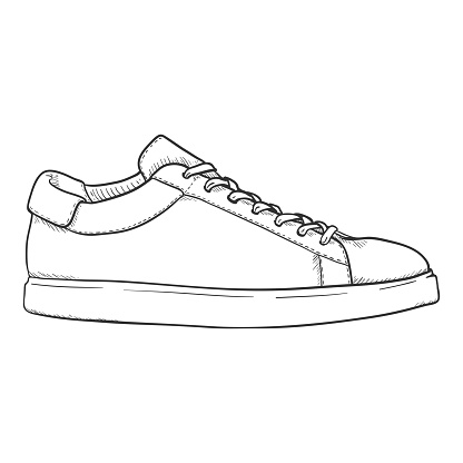 Vector Sketch Sneakers. Smart Casual Shoes Illustration. Side View.