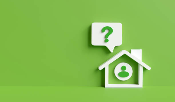 istock Ecological home information service. Admin icon shows question mark in house on green background 1480329595