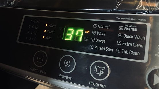modern washing machine digital button display