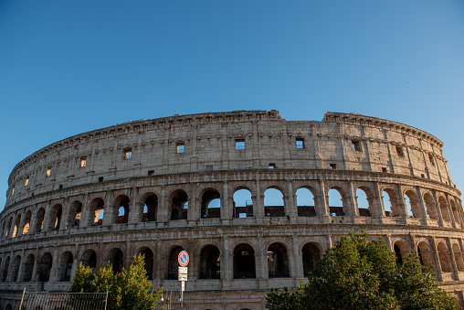 Rome Italy March 15 2023: Colosseum, originally known as the Flavian Amphitheater . Located in the city center of Rome, it is the largest Roman amphitheater in the world