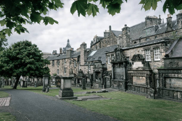 Old graves in Greyfriars Kirkyard in Edinburgh, Scotland