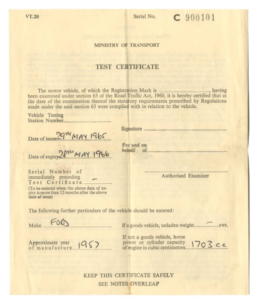 istock British M.O.T. test certificate, 1965 1480341242