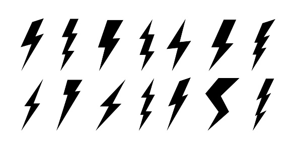 Lightning Vector Icon Set Electric Thunderbolt Set Lightning Bolt Flash ...