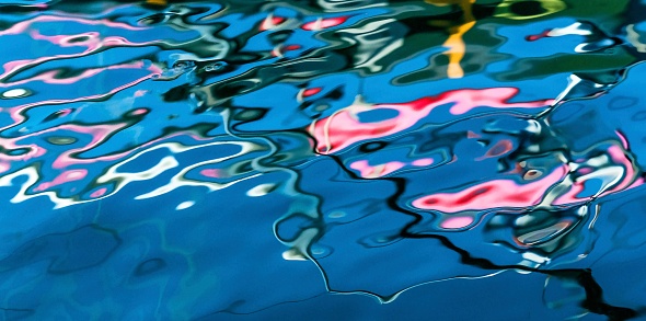 Underwater empty swimming pool background with copy space