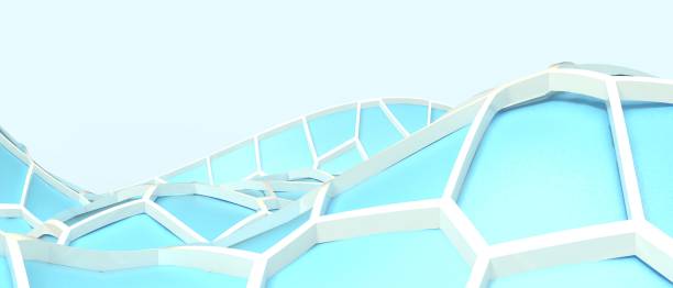 istock Abstract geometric background. Science and medical experimental concepts on Blue. futuristic, copy space, digital, banner, software, website -3d Rendering 1480356409