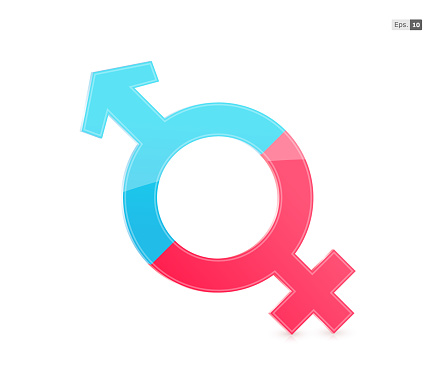 This is a vector illustration with male and females graphic symbols