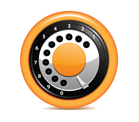 This is a vector illustration of a rotary phone dial