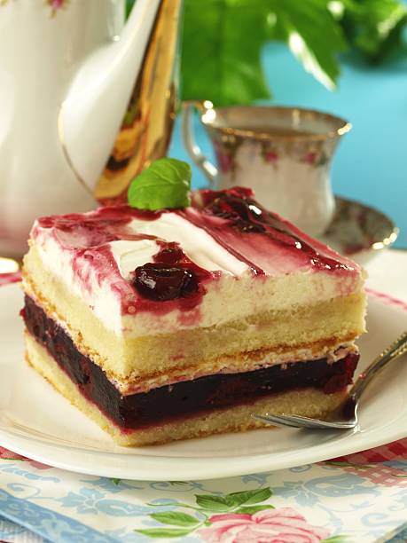Cake with cherry fruits