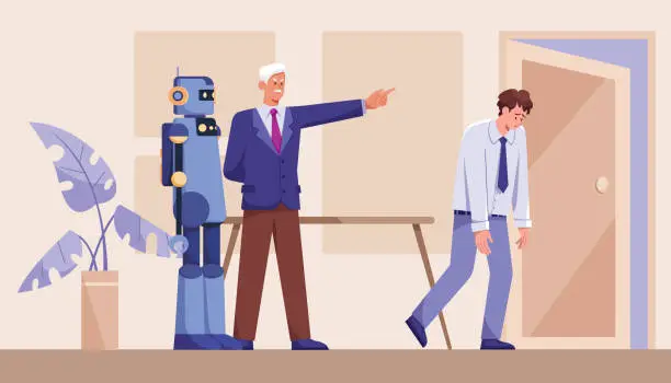 Vector illustration of AI Replacing Human