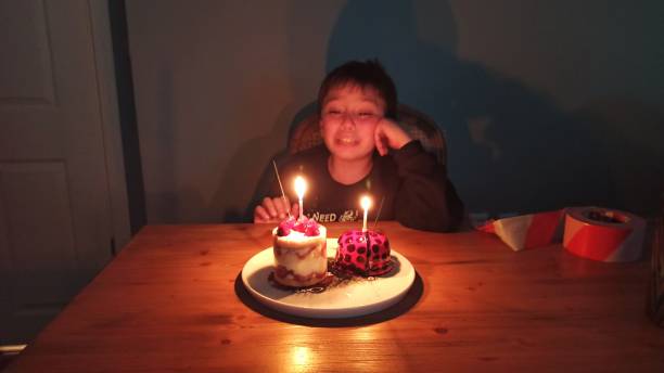 istock Crying boy makes a wish before blowing candles on his birthday cake 1480372685