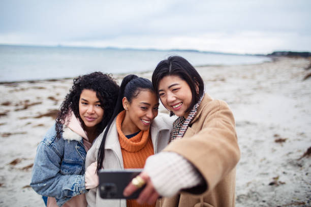istock Three young women taking a selfie on a beach 1480374003
