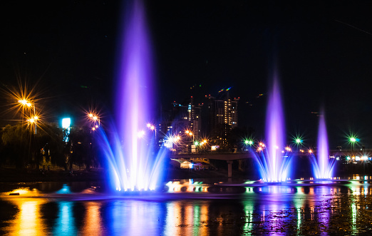 Glowing musical fountain in Kyiv