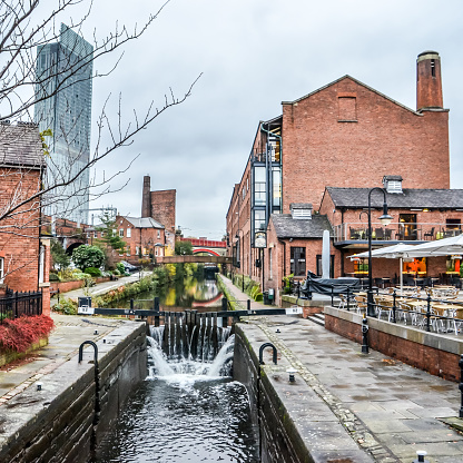Manchester, canal side scene, England, UK