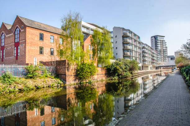 View of canal in Nottingham city centre, UK