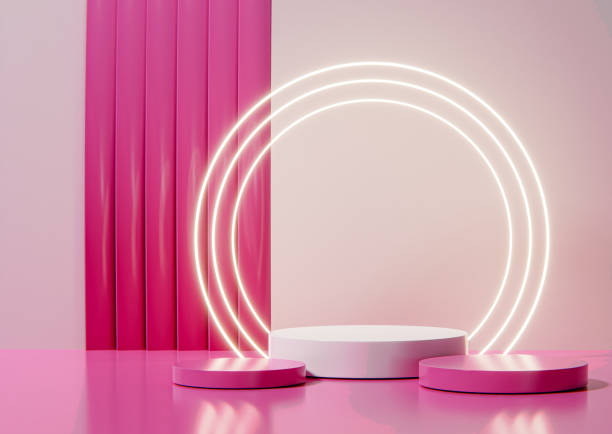 istock Pink best advertising podium 3D illustration. 1480394123