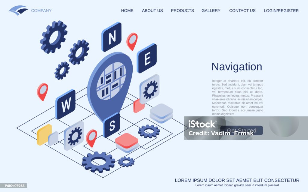 Interface Navigation Vector Navigation Modern 3d Isometric Vector Concept Stock Illustration ...