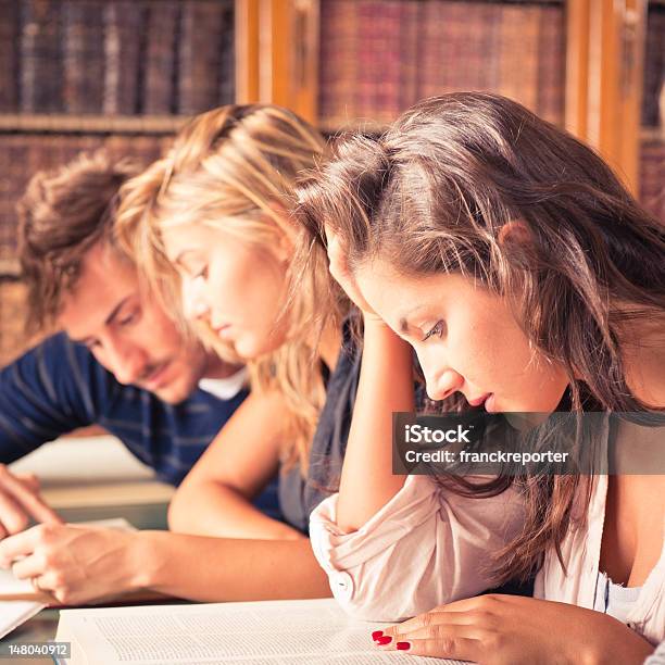 High School Student En Estilo Clásico De La Biblioteca Foto de stock y más banco de imágenes de Grupo de personas