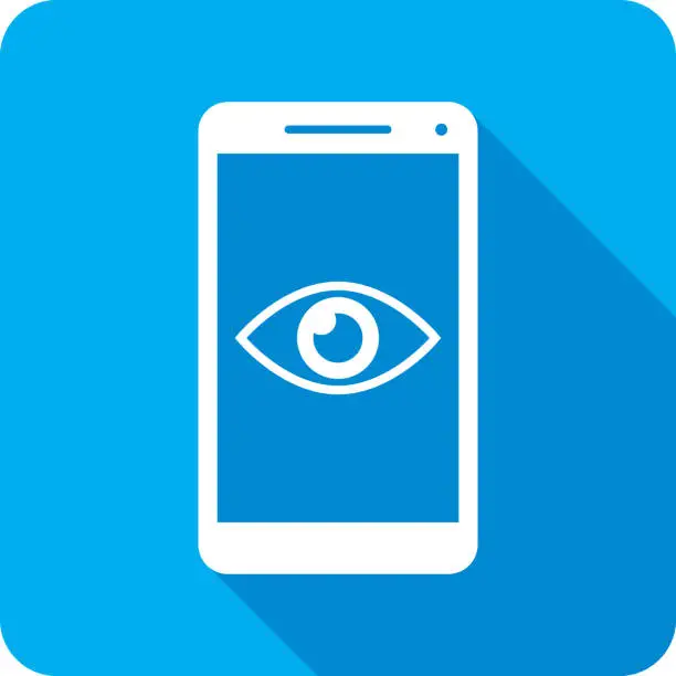 Vector illustration of Eye Smartphone Icon Silhouette 2