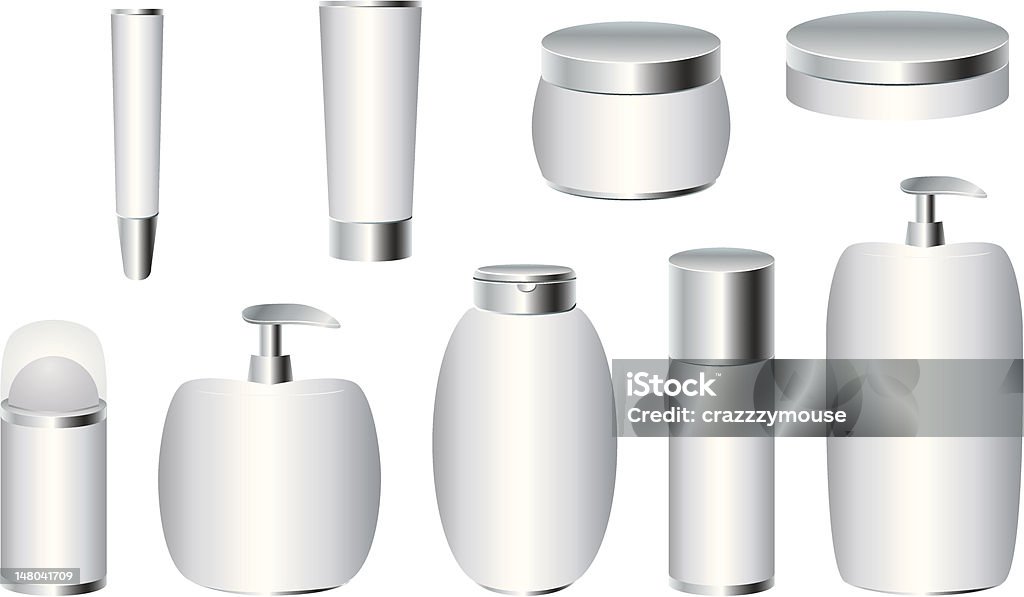 Ensemble de cosmétiques argent formules - clipart vectoriel de Atomiseur de parfum libre de droits