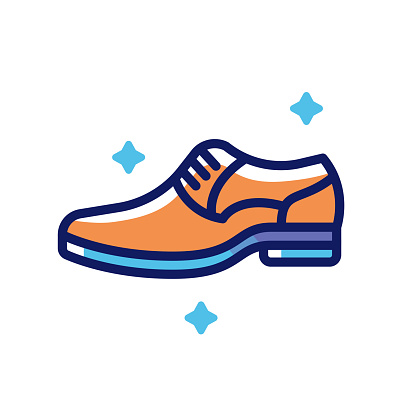 Vector illustration of a brown dress shoe against a white background in line art style.