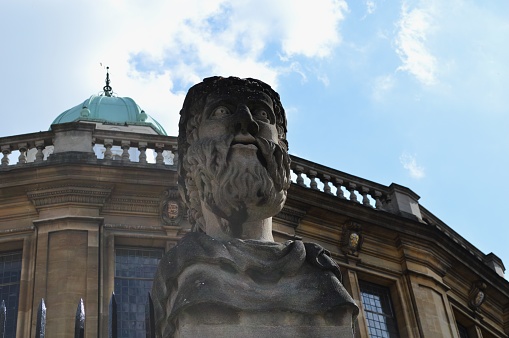 Statue and sky in Oxford at Bodleian Library