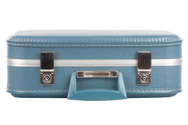 istock Vintage blue suitcase isolated on white. 1480424200