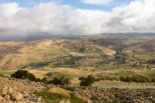 Mount Nebo, Jordan Mount Nebo, Jordan The view from Mount Nebo over the Holy Land and Moses Springs. mount nebo jordan stock pictures, royalty-free photos & images