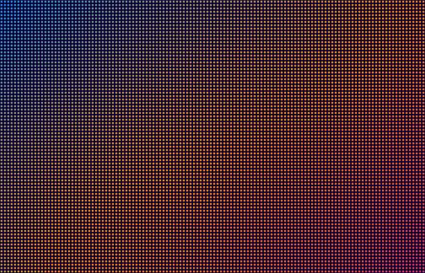 istock LED screen gradient background, blue, orange and pink monitor dots. Close-up of the macrotexture of the display. 1480430162