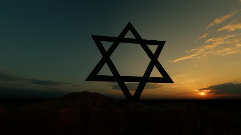 Judaism symbol at peace sunset sky