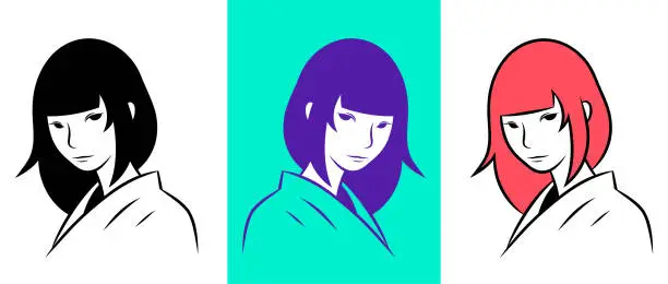 Vector illustration of Japanese woman portraits