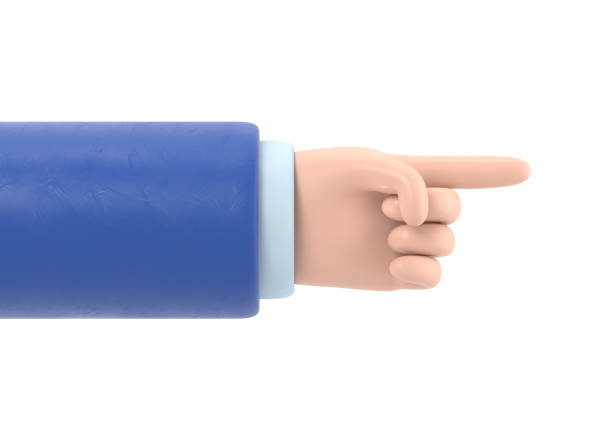 istock Cartoon Gesture Icon Mockup.Cartoon character hand pointing gesture. 3D rendering on white background. 1480435822