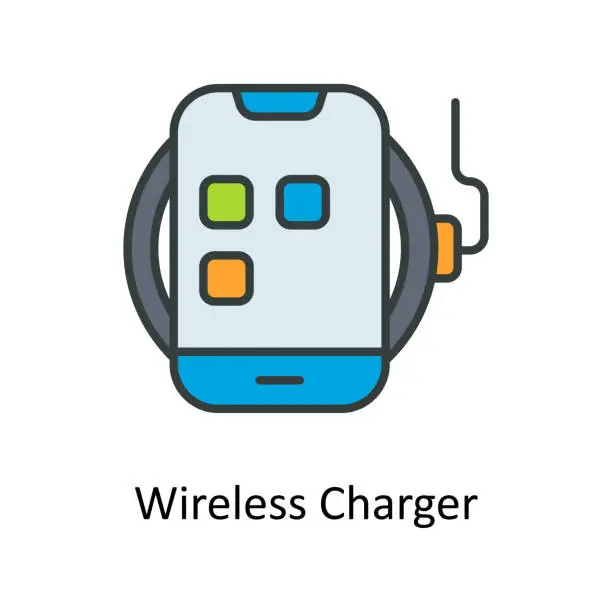 Vector illustration of Wireless Charger Vector Fill outline Icons. Simple stock illustration stock