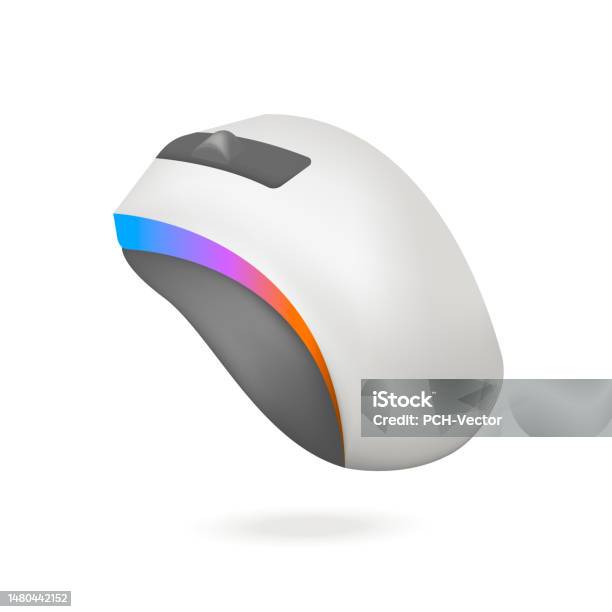 Wireless Computer Mouse With Led Lights 3d Illustration Stock ...