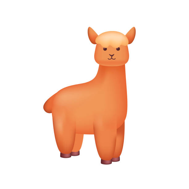 istock Cute orange alpaca character as kids toy 3D illustration 1480442186