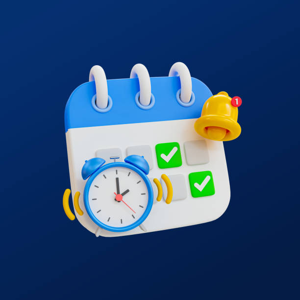 This Modern and Clean 3D Render features a stylized Calendar Icon with a Yellow checkmark highlighting a Red Calendar Date, symbolizing a confirmed Meeting, Holiday - Event, or a Deadline met. The Colors—Blue, Purple, and White Color—against a Beige Abstract Backgrounds create a professional and organized feel. This Symbol represents effective Planning, Routine, and Organization in Project Management or managing a To Do List. It signifies Finishing a task, Achievement, Success, and the Validation or Verification of an important Day Of The Week. The Focus - Concept on the marked date acts as a Notification Icon or a Save The Date - Short Phrase reminder.