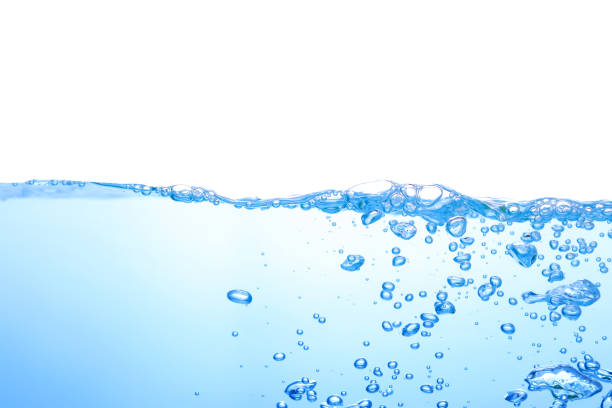 istock water splash with air bubbles. Fresh and clean surface aqua flowing in wave and clean water on white background isolated. close-up 1480446816