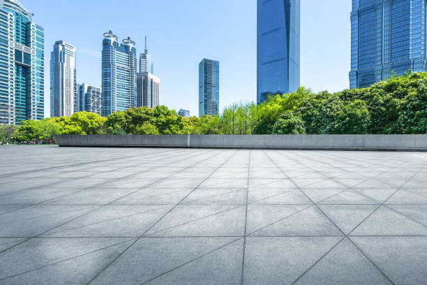 istock Empty floor and panoramic city skyline with buildings in Shanghai 1480446855