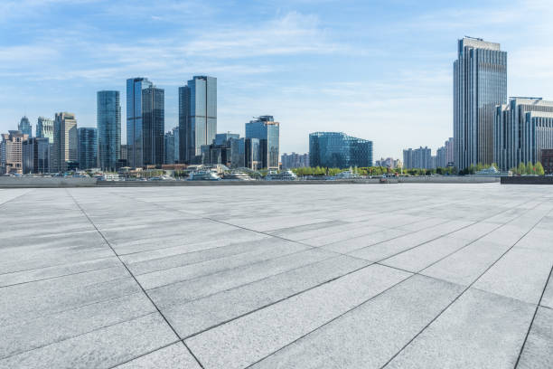 istock Empty floor and panoramic city skyline with buildings in Shanghai 1480446861