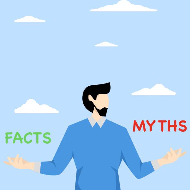 мифы против фактов, правдивая или ложная информация, фейковые новости или вымышленное, реальность против мифологии знания концепции. - truth mythology mystery solution stock illustrations