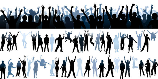 Crowd (People Are Complete- a Clipping Path Hides the Legs, See Below) vector art illustration